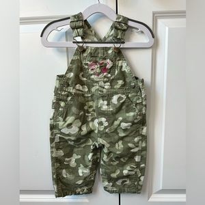 Carhartt Girls Camo Overalls w/ Pink Heart Stitching (Size 6 Months)